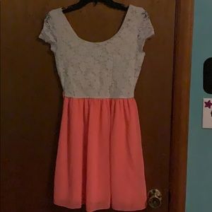 Pink and white mini dress